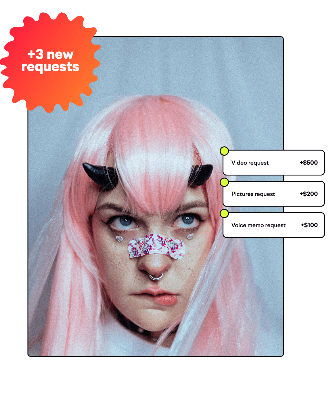 Mobile app interface demonstrating custom requests